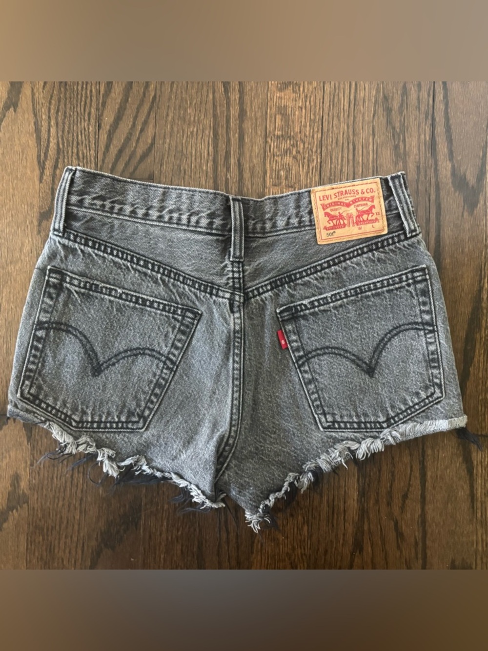 Levi's Gray Washed High-Rise Denim Cutoff Shorts
